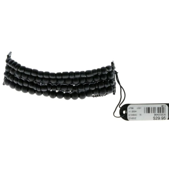 Lane Bryant Jewelry - Lane Bryant black bead and chain stretch bracelet